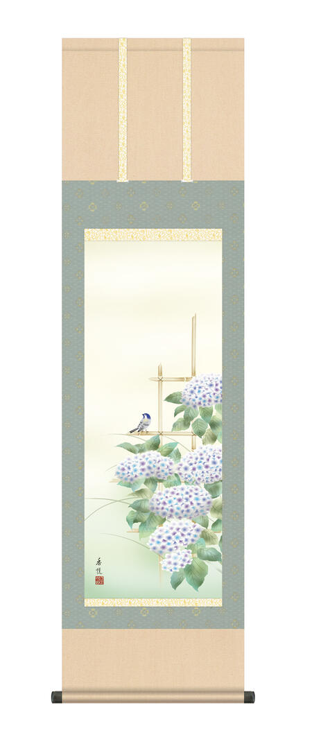 楽天市場】掛け軸 掛軸 春掛け 花鳥画 「桜花に小鳥」西尾香悦 ＜送料