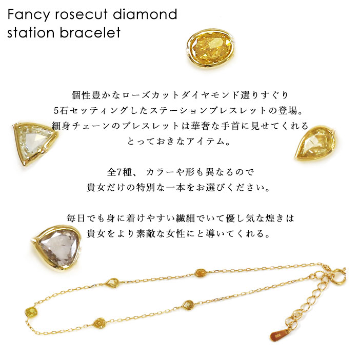 即納 限定7本 K18YG 0.5ct ファンシーローズカットダイヤモンド