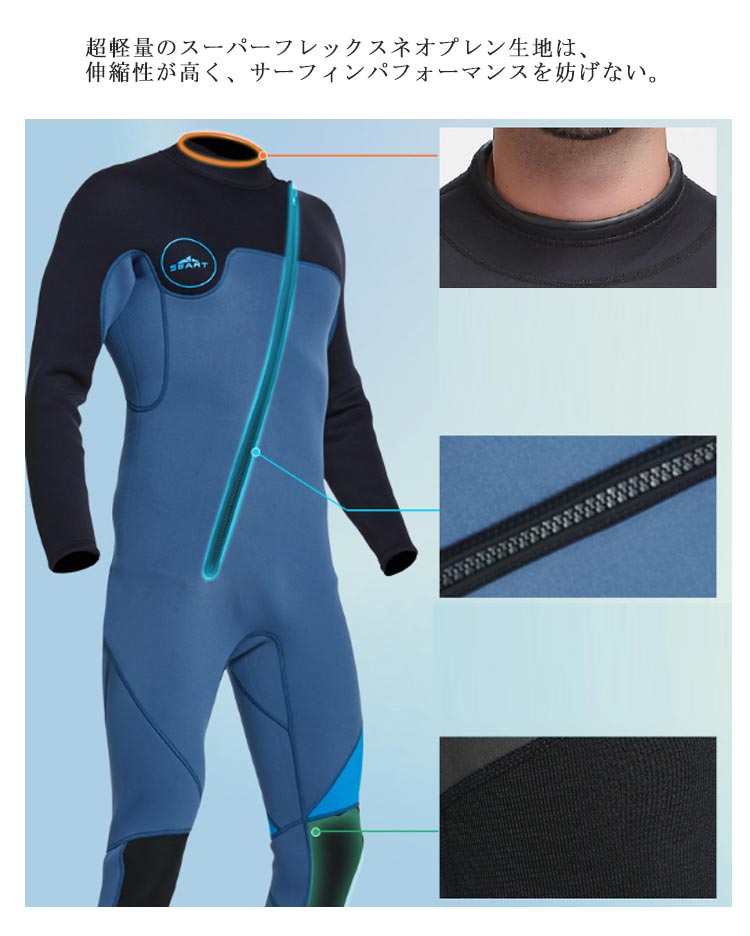 楽天市場】ウェットスーツ フロントジップ メンズ 3mm UPF50+ 男性