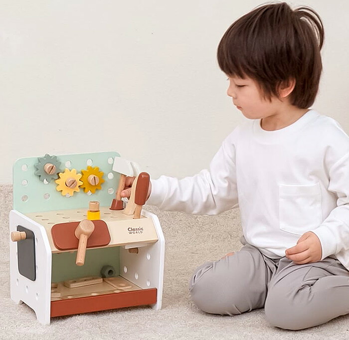 楽天市場】知育玩具 3歳 ミニワークベンチ 大工おもちゃ 木のおもちゃ