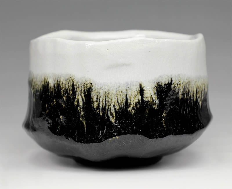 京都・楽焼　みやび雛　敷板・屏風付 吉村楽入 吉村楽入 2024年新春作品 唐松の絵 茶碗 楽入印 : 心斎橋花房ヤフー店