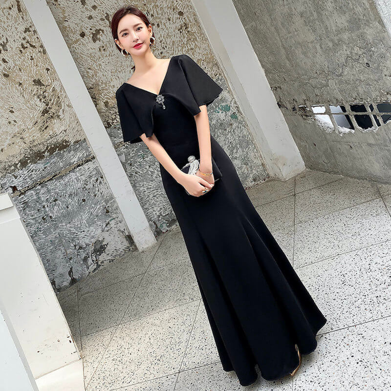 楽天市場】結婚式母親ドレス マザーズドレス ブラックドレス ロング丈