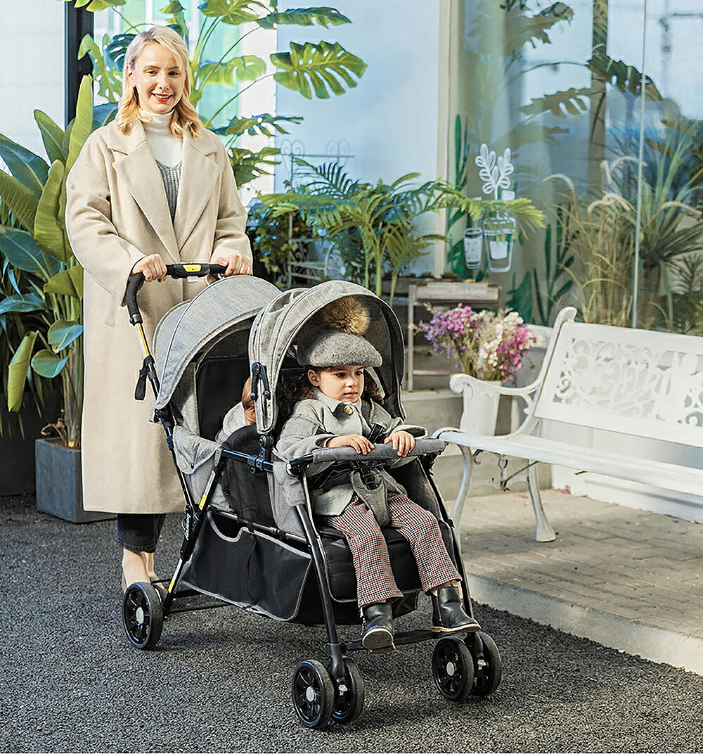 楽天市場】besrey 二人乗り ベビーカー 縦型 ベビーカー 2人乗り