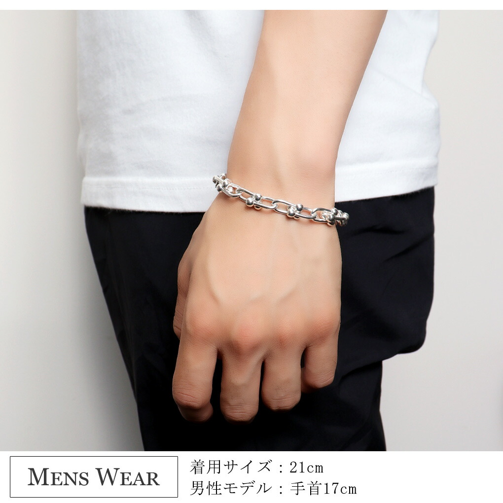 シルバー925 リンクチェーン ブレスレット シルバー 17～21cm シンプル