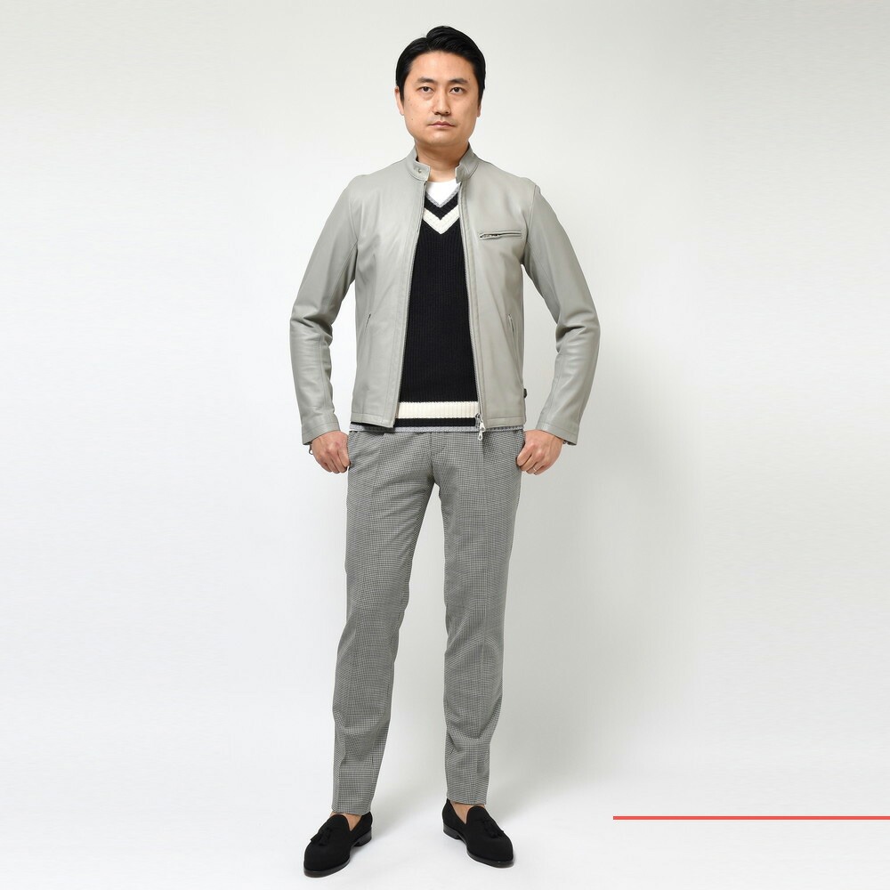 Cinquanta（チンクアンタ）ラムナッパレザースタンドカラーライダース