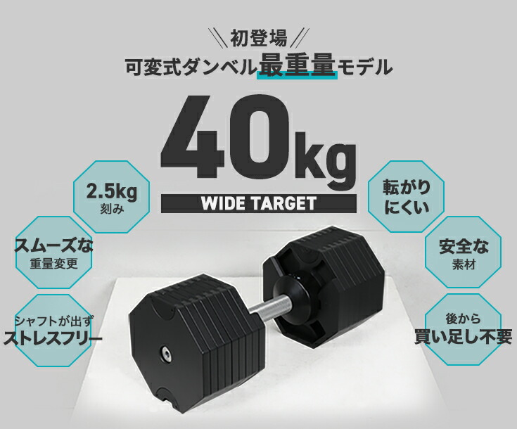 楽天市場】ハイガー 可変式ダンベル アジャスタブルダンベル 40kg 16