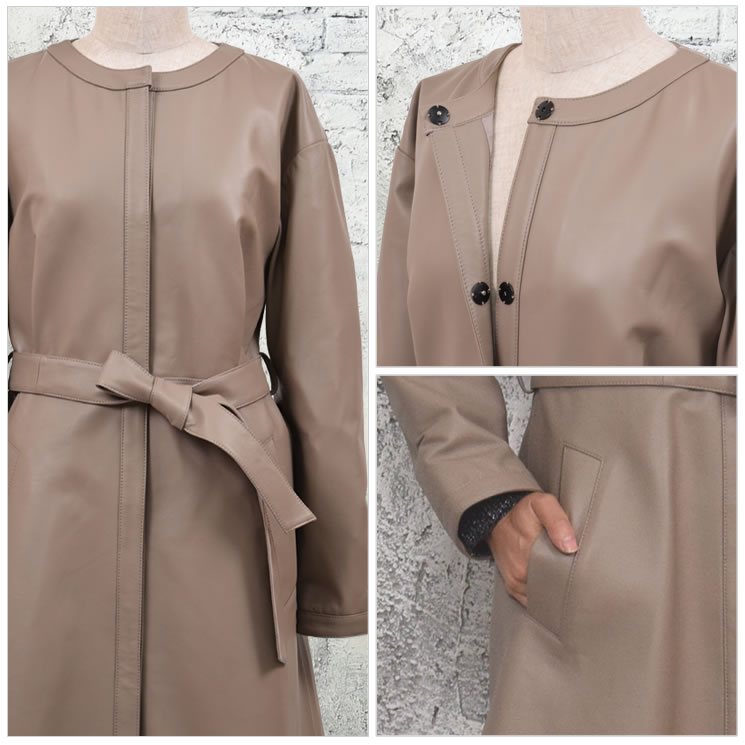 20%OFF 会員価格適用外】【Merfirge】ラム レザー ノーカラー ロング