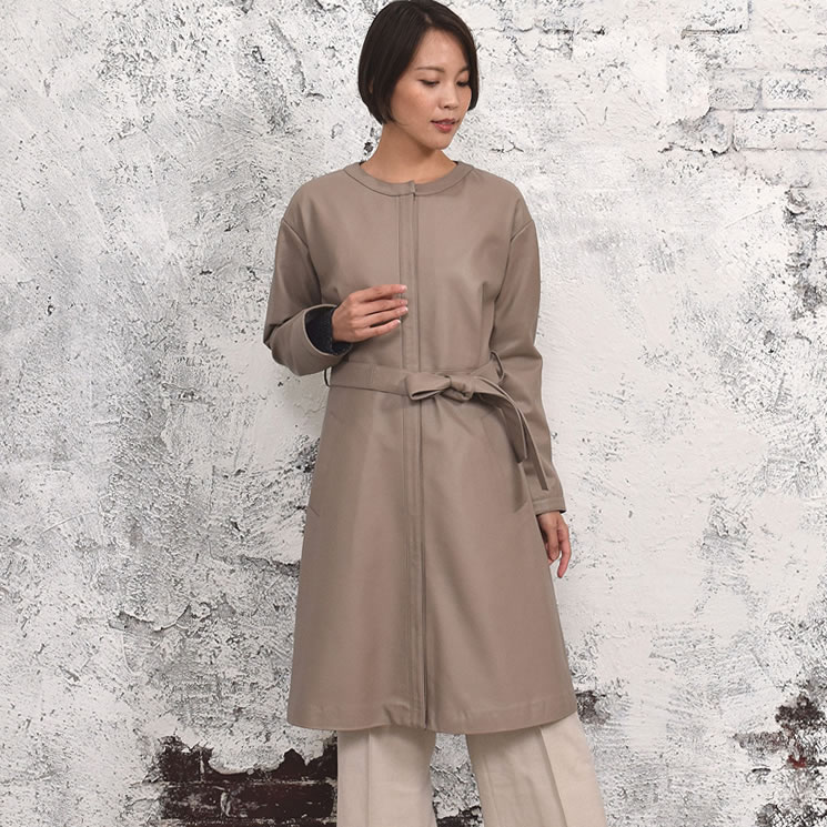 20%OFF 会員価格適用外】【Merfirge】ラム レザー ノーカラー ロング