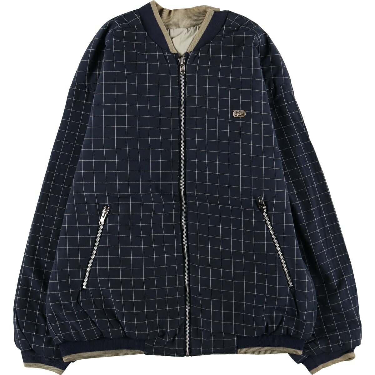 古着 80年代 ラコステ LACOSTE チェック柄 リバーシブル ブルゾン