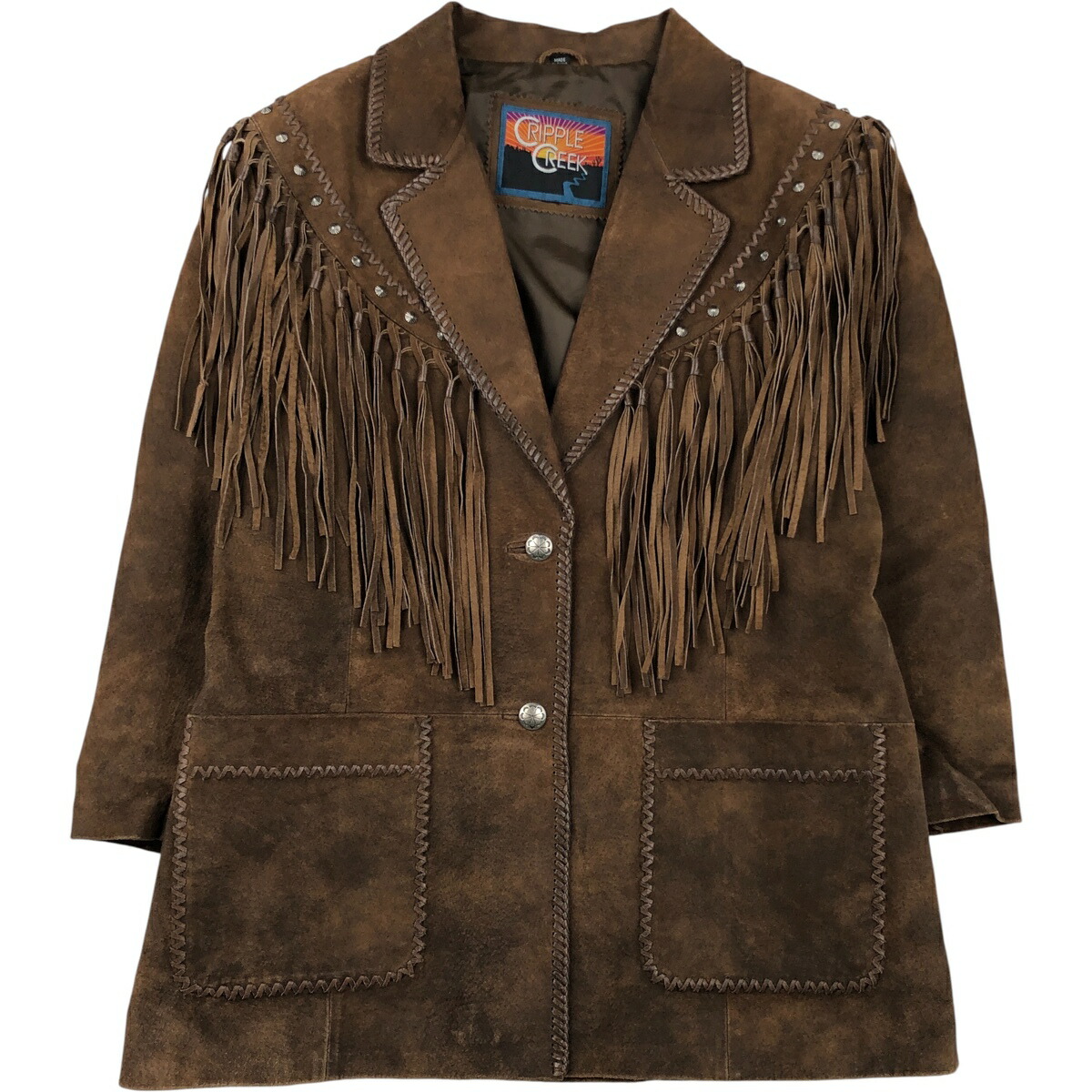 古着 90年代 CRIPPLE CREEK スエードレザージャケット レディースL相当