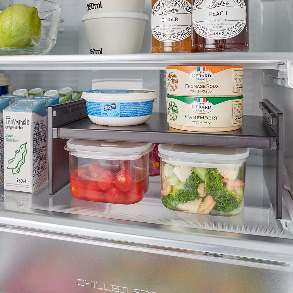 伸縮冷蔵庫中収納ラック タワー 山崎実業 tower 伸縮幅 約28.5～44cm