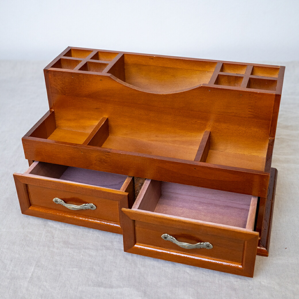楽天市場】ヴィンテージ 木製 大容量 ジュエリーボックス コスメ