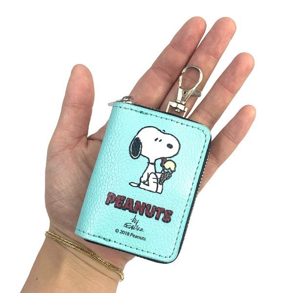 スヌーピー Peanuts スマートキーケース スヌーピー ブルー カー用品