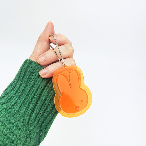 ミッフィー miffy リフレクターラバーキーホルダー フェイス オレンジ