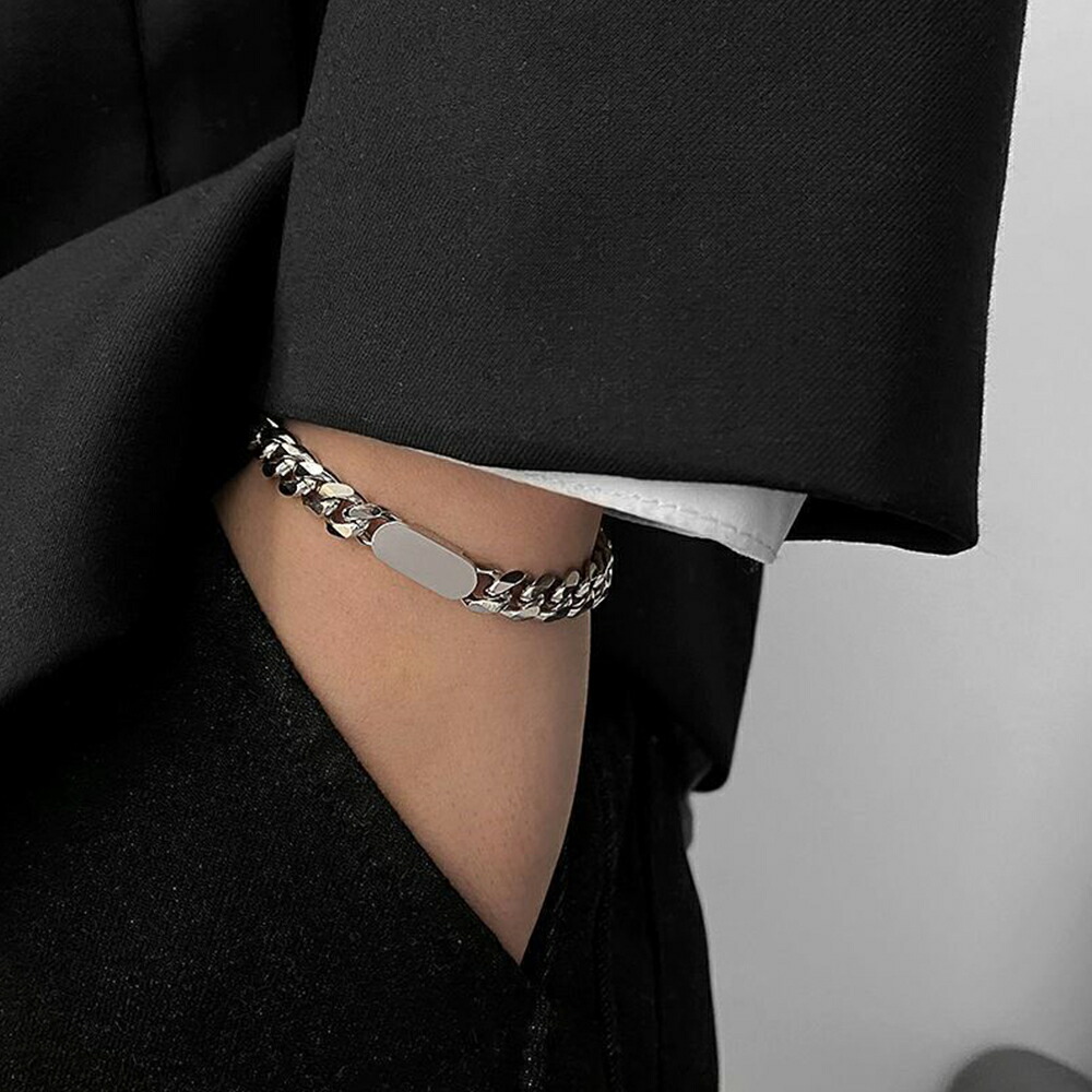 楽天市場】チェーンブレスレット プレート シルバー IDブレスレット