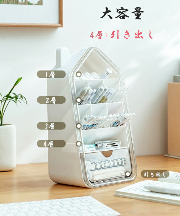 楽天市場】卓上収納ケース 机上収納ボックス 収納棚 小物入れ 筆差し