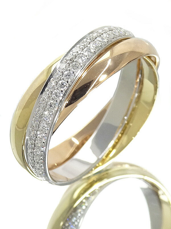 Cartier】カルティエ『K18YG/K18PG/K18WG トリニティ リング パヴェ