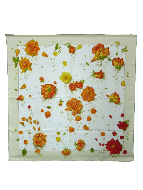 HERMES】【LA ROSEE】【フランス製】エルメス『カレ90 薔薇の雫