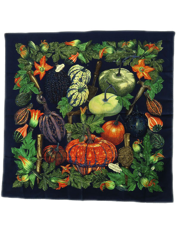 HERMES】【CITROUILLES＆COLOQU IN TES】エルメス『カレ90 カボチャと