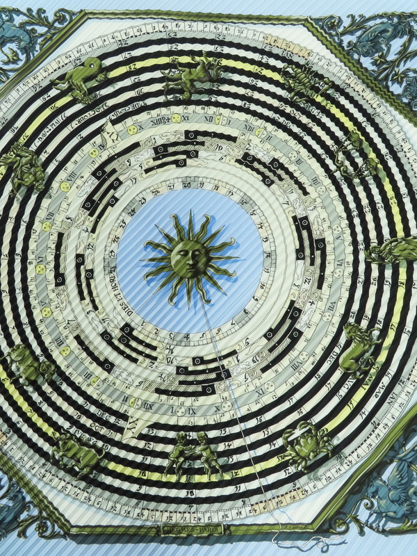 HERMES】【DIES ET HORE】エルメス『カレ90 プリーツスカーフ 占星術