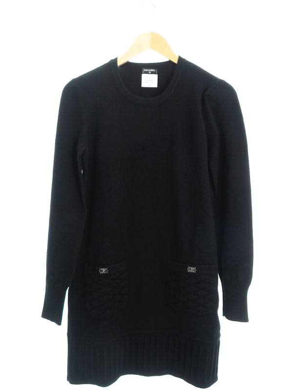 CHANEL】シャネル『カシミヤ混 ニット 長袖ワンピース size38
