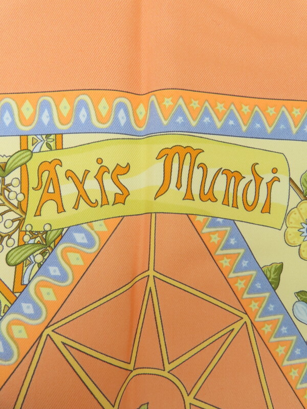 HERMES】【AXIS MUNDI】【フランス製】エルメス『カレ90 世界の中心軸