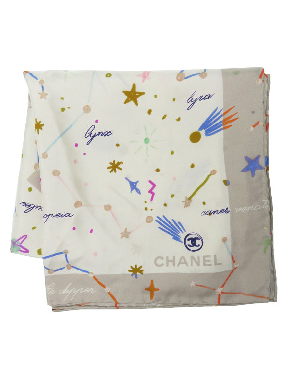 CHANEL】シャネル『星座・宇宙柄 シルクスカーフ』レディース 1週間