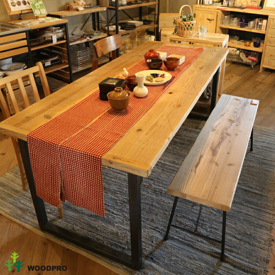 WOODPRO本店】OLD ASHIBA（足場板古材）スクエアレッグス ダイニング