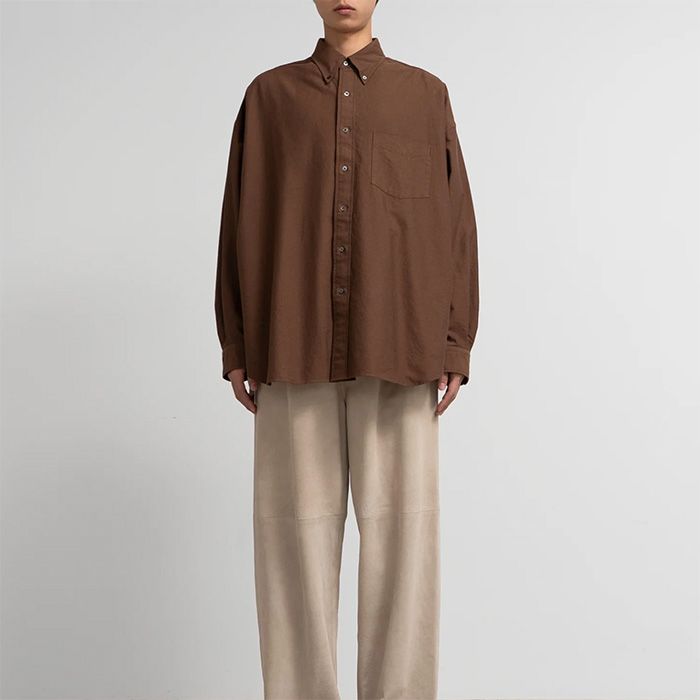 Graphpaper - Oxford L/S Oversized B.D Shirt / BROWN | Stripe