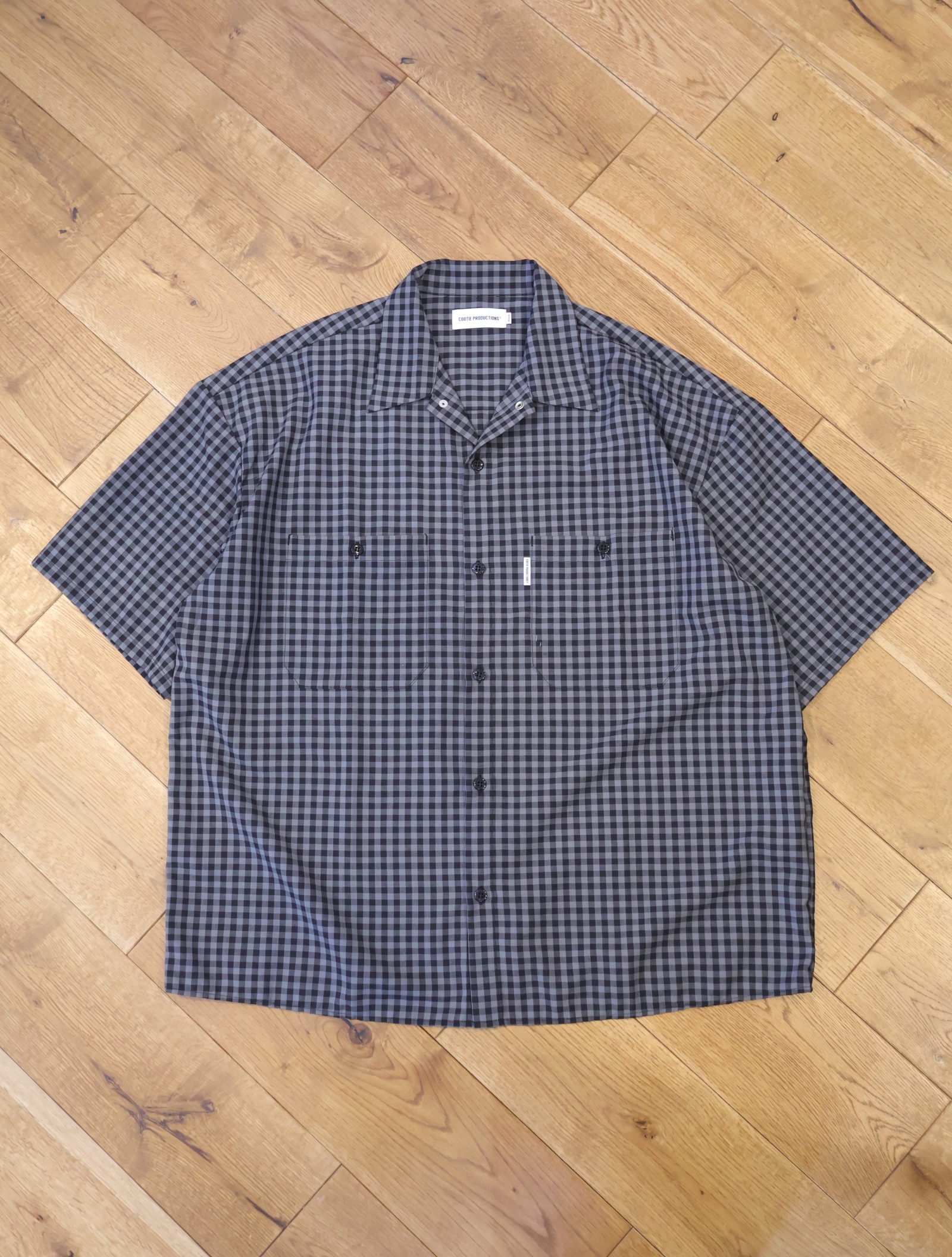 が*パ様 日本製　COOTIE ウールチェックシャツ　 Lサイズ COOTIE / Madras Check L/S Shirt -Black-