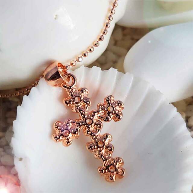 ハワイアンジュエリー プルメリアクロス ヘッド チェーンセット