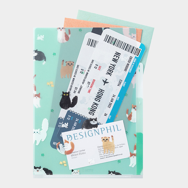 クリアファイル｜3ポケットクリアホルダー＜A5＞ ネコ柄 A(35469006