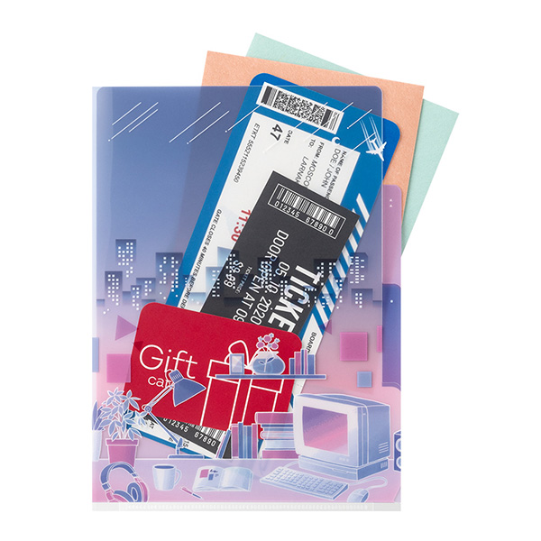 クリアファイル｜3ポケットクリアホルダー＜A5＞ シティポップ柄