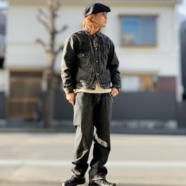 SUGAR CANE / 14.25oz. BLACK DENIM 1947 HARD WASH MODEL (REGULAR