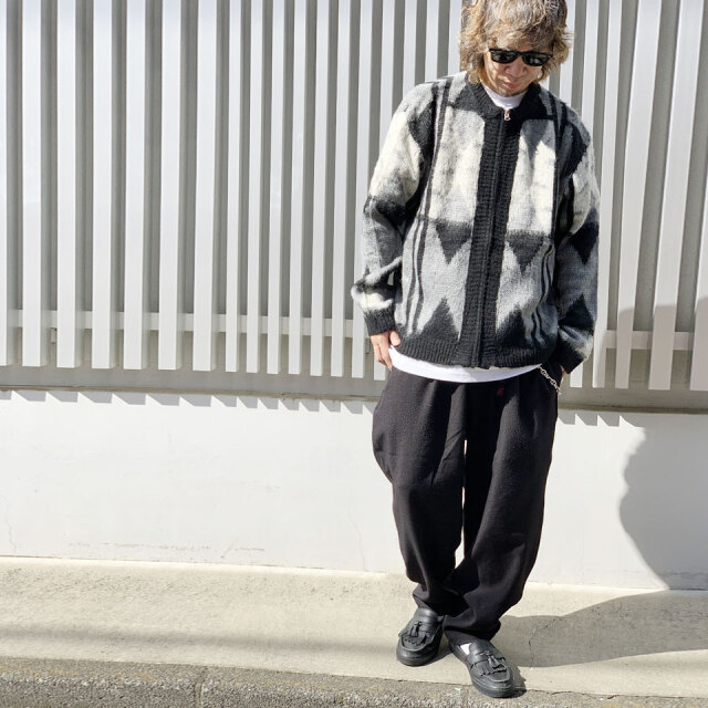 TOWN CRAFT / VINTAGE JAQUARED ZIP CARDIGAN
