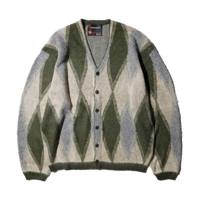 TOWN CRAFT / ARGYLE SHAGGY CARDIGAN