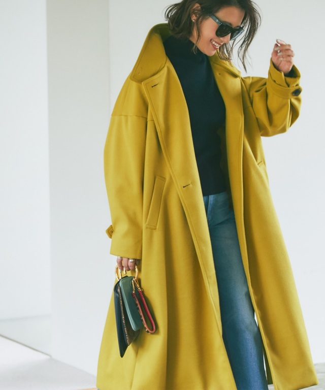 金子麻貴さん着用》スタンドカラーエコウールコート