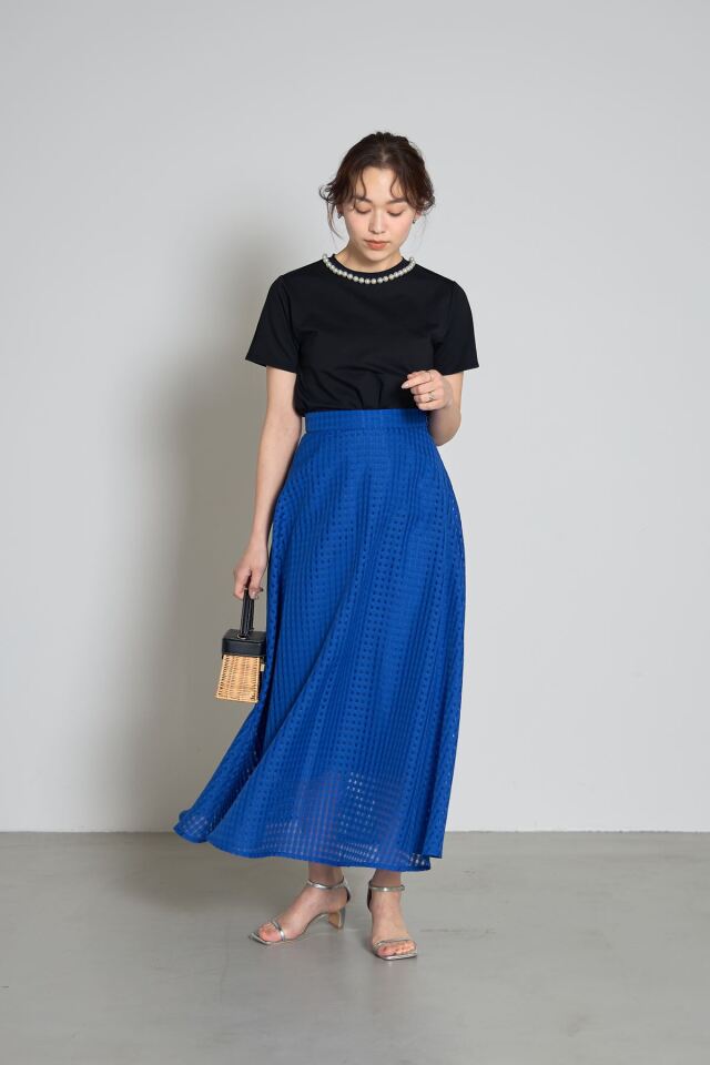 シアーギンガムチェックフレアスカート