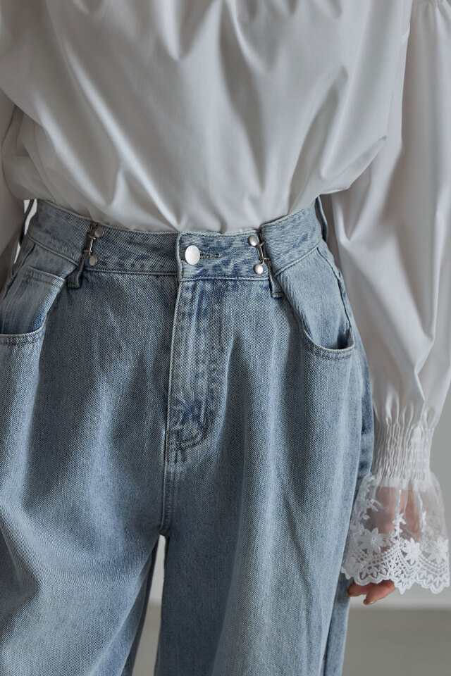 ウエストフックタックデニム