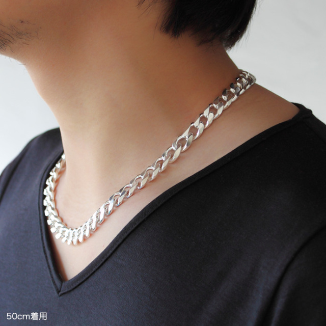極太】11mm6面カット喜平チェーンネックレス50cm｜シルバーチェーン