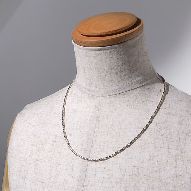 カレンシルバー ツイスト パイプビーズ ネックレス 55cm メンズ