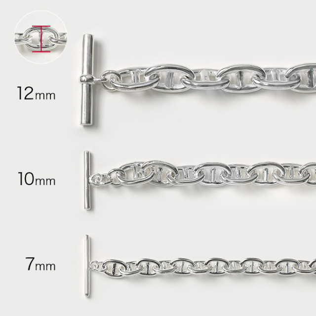 幅12mm アンカー チェーン ブレスレット シルバー アクセサリー