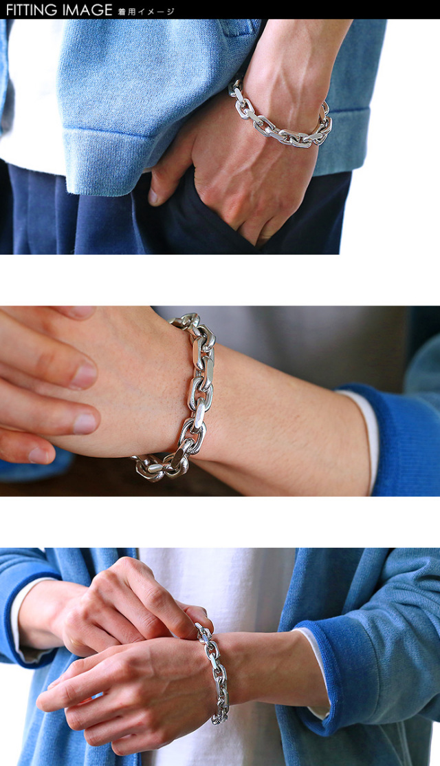 2面カット アズキ チェーン ブレスレット シルバー アクセサリー