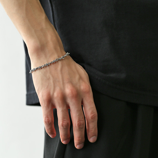 フラワー クロス チェーン ブレスレット シルバー アクセサリー