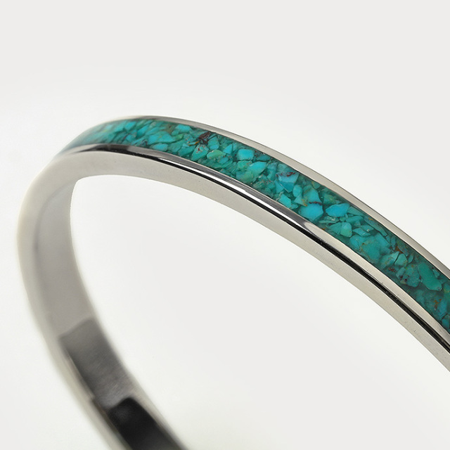 クラッシュ ターコイズ バングル メンズ シルバー アクセサリー