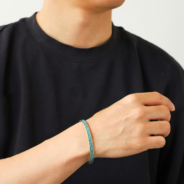 クラッシュ ターコイズ バングル メンズ シルバー アクセサリー