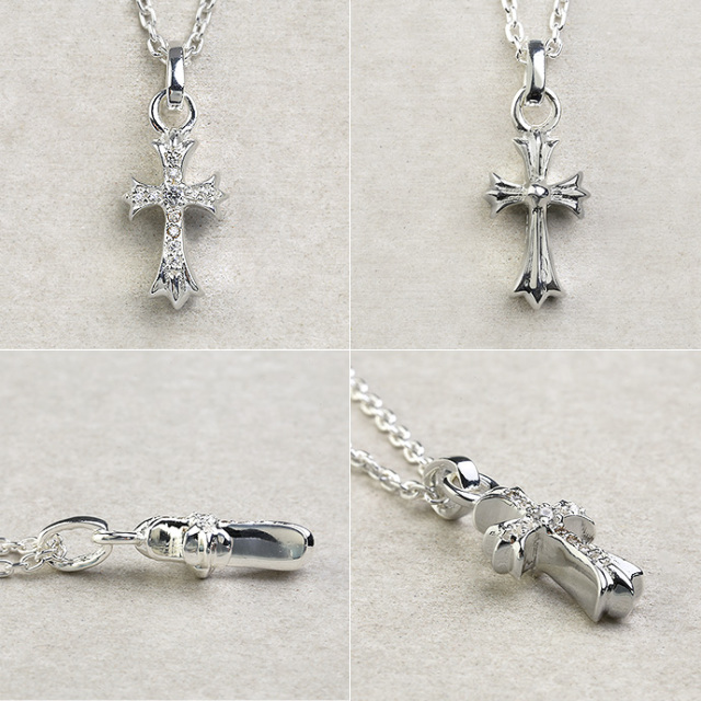 ジルコニア フレア クロス ペンダント (シルバーカラータイプ