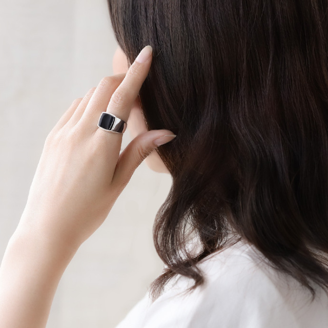 ナチュラル ストーン スクエア リング ライズストーン [Binich限定