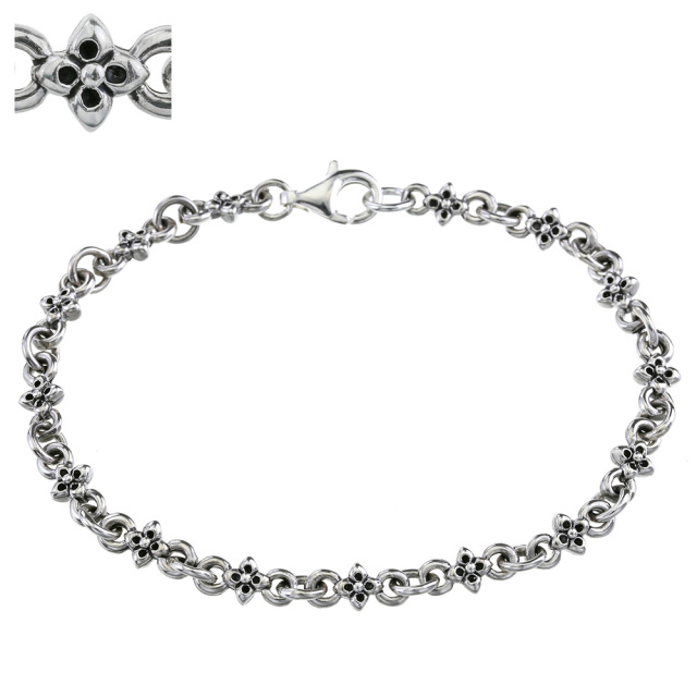 フラワー クロス チェーン ブレスレット シルバー アクセサリー