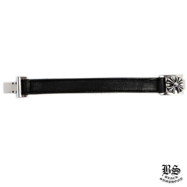 クロムハーツハーネスブレスレットCHプラスブラックレザー|クロム